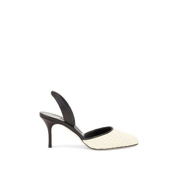 Manolo Blahnik Black Raffia Mid Heel Women's Pumps